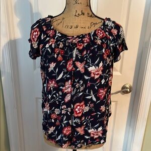Old Navy Blue Ruffled Short Sleeve Blouse